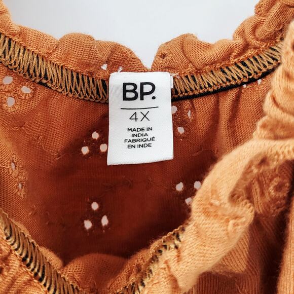 BP. Burnt Rust Orange Off-the-Shoulder All-Over Eyelet Top Women's Plus Size 4X - Picture 5 of 6